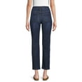 thumbnail image 4 of Time and Tru Women's Mid Rise Relaxed Straight Pull On Jeans, 4 of 5