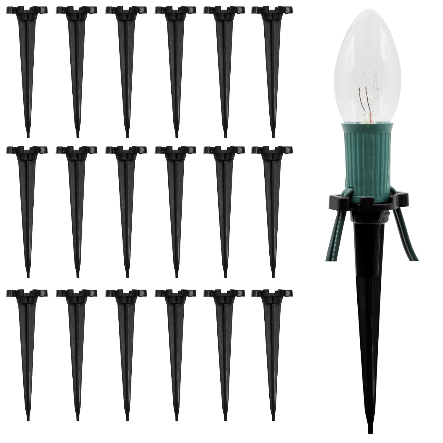 Projectpak 4.5 Inch Christmas Light Stakes for C7 and C9 String Lights, Ground Stakes for