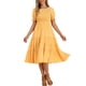 thumbnail image 2 of Vestido de mujer con volantes y fruncidos INSPIRE CHIC, cuello redondo, mangas cortas con elástico, estilo casual A-Line, talla XS, color naranja claro, 2 of 5