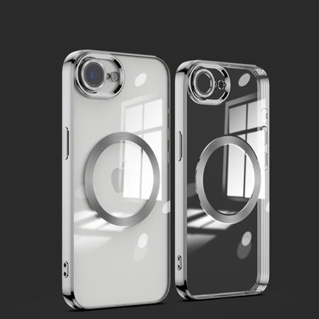 Dteck Soft Clear Case for iPhone 17e, iPhone 16e Camera Lens Full Protection, Compatible with MagSafe Wireless Charging, Shockproof Electroplated TPU Phone Cover,Black