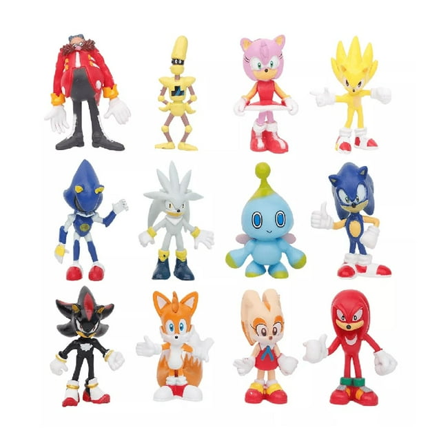 Sonic Tails Knuckles Eggman Amy Rose Figuras Juego 12 pcs multicolor