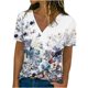 thumbnail image 1 of Camiseta de manga corta suelta con cuello en V y estampado informal a la moda para mujer Pompotops hkajfhjk464362, 1 of 5