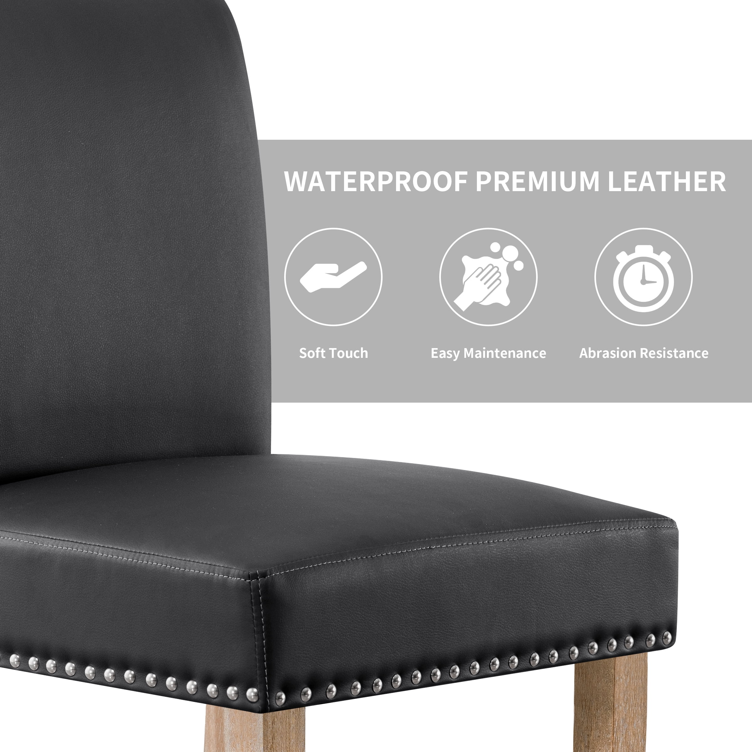 Subrtex Leather Anchor Studded Indoor Dining Chair Set of 2