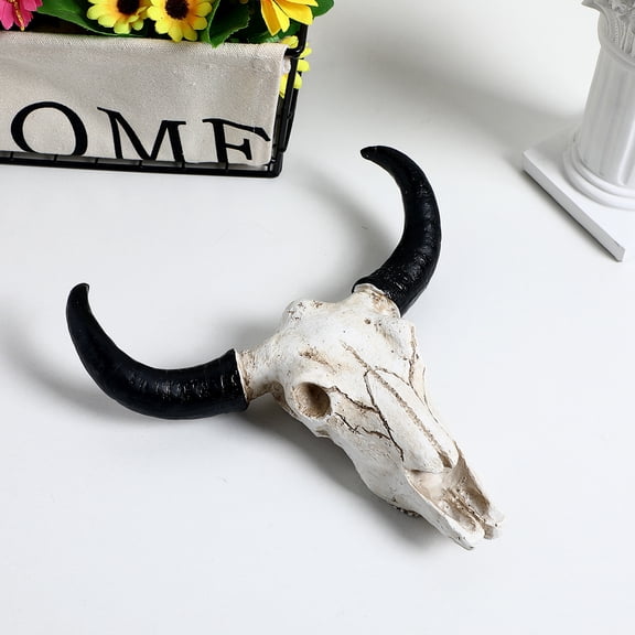 NICEXMAS Skull Horns Wall Decor Synthetic Resin Cow Skull for Home Decoration 1Set