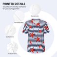 thumbnail image 3 of Hirioo Starfish Navy Blue Stripe for Men's Baseball T-shirt Shirts Short Sleeve Casual Summer Button Stretch T Shirts,Size S-4XL-X-Large, 3 of 7