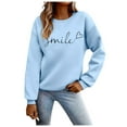 thumbnail image 1 of Amzcrzy Chandails pour Femmes Mode Imprimé Sourire Col Rond Chandail Décontracté Manches Longues pour Femmes Automne chandail Ample, 1 of 4