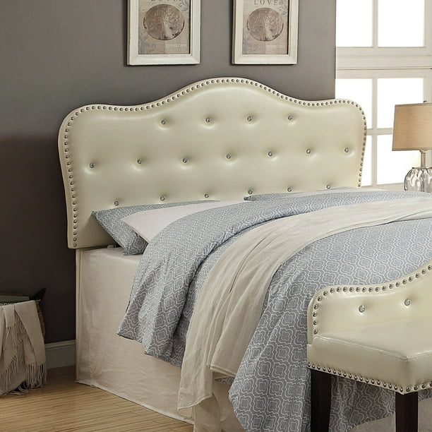 Free shipping on orders over $35! furniture of america razy modern ivory faux leather tufted headboard