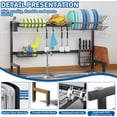 thumbnail image 4 of Over Sink Dish Drying Rack Stainless Steel Dish Drainer with Utensil Holder Adjustable Length (..in) Large Dish Rack for Storage Kitchen Counter, 4 of 7