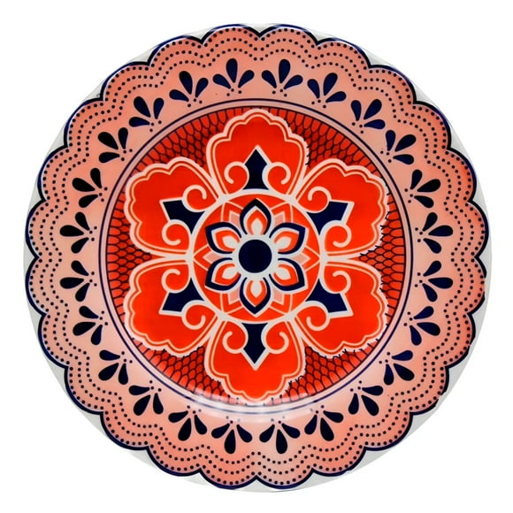 Juego De 6 Platos Trinche 26 Cm Cerámica Mandala Vermelha Vencort