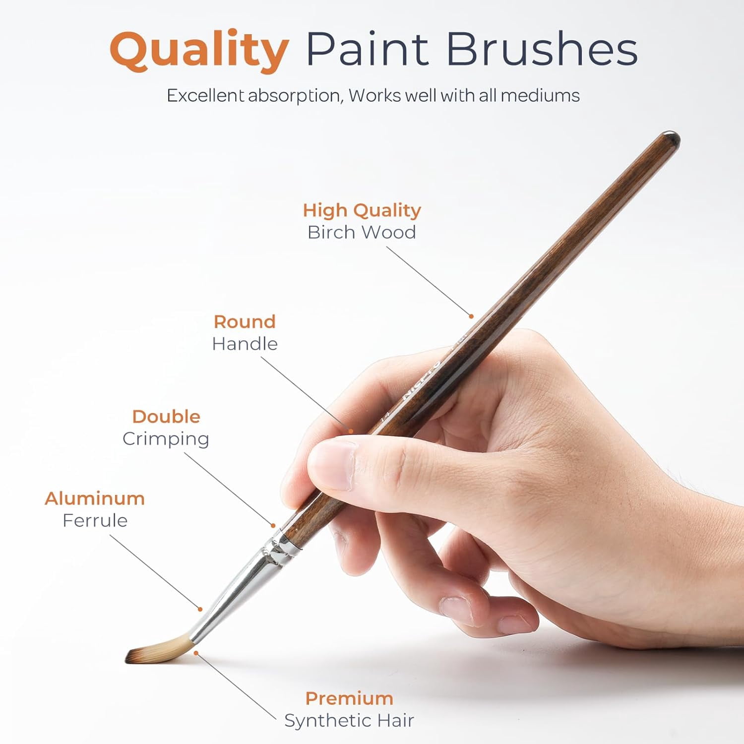 26pcs Paint Brush Set, Professional Paintbrushes with Paint Spatula and Cloth Roll, Craft Paint Brushes for Acrylic Painting, Oil, Watercolor, Gouache, Art Supplies for Artists and Beginners