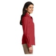 thumbnail image 3 of Port & Company Womens Carefree Poplin Long Sleeve Shirt Rich Red X-Small, 3 of 4