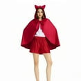 thumbnail image 2 of oqasdz Halloween Velvet Cape With Short Hooded Cloak Cute Christmas Red Cape Dress Windproof Warm For Holiday Party Performance, 2 of 5
