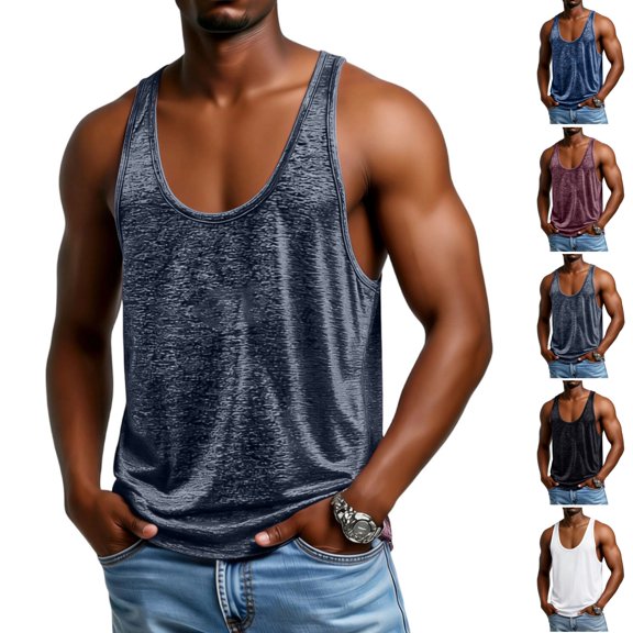 HAJWOH Mens Muscle Tank Top Summer Classic Running Workout Tops Lightweight Baggy Compression Sleeveless Shirts