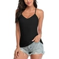Attraco Women's Cotton V Neck Basic Camisoles with Shelf Bra Tank Tops, 2-Pack - Walmart.com
