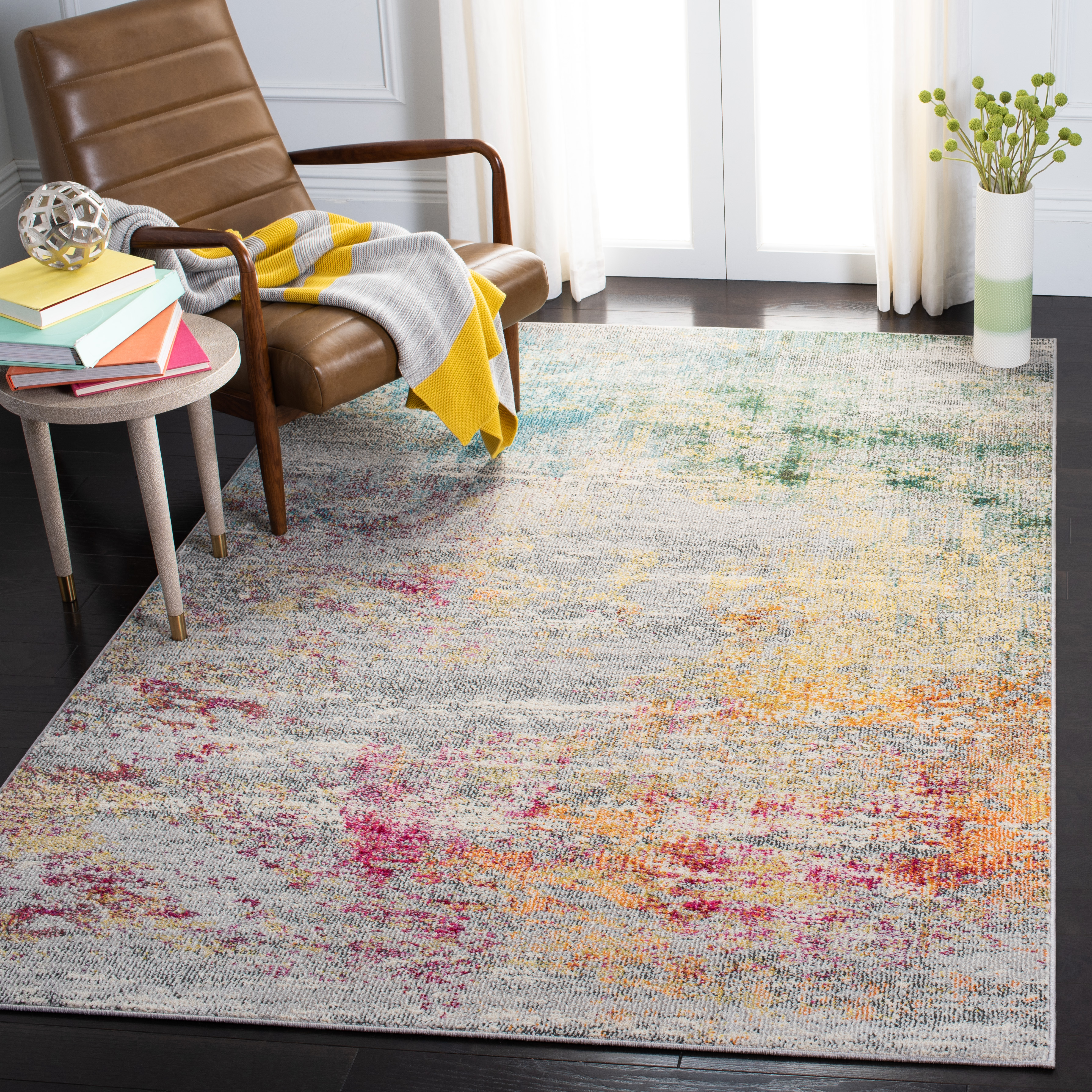 SAFAVIEH Madison Oscar Abstract Distressed Area Rug, Grey/Gold, 5'3" x 7'6" - image 2 of 7