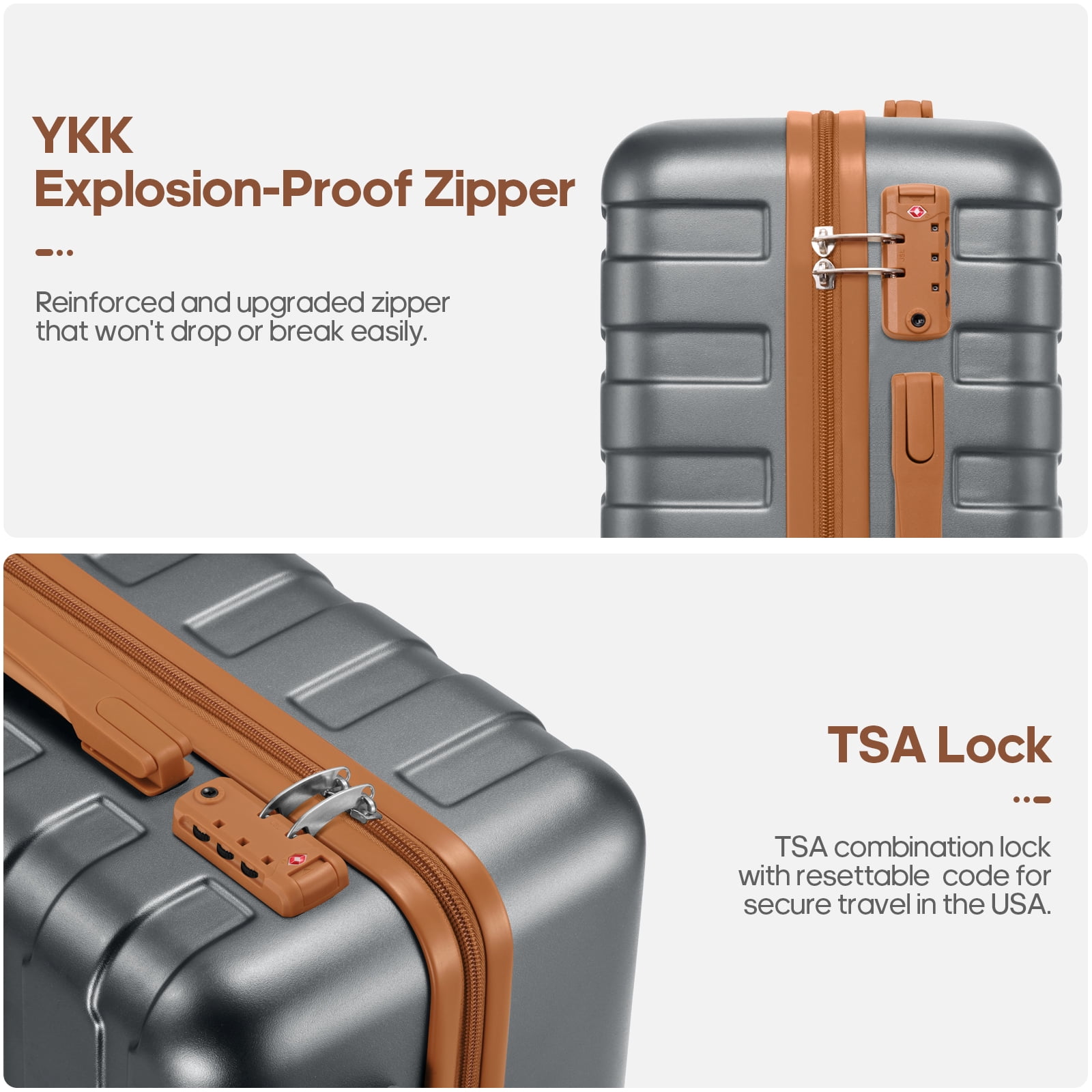 MIUSSE Carry on Luggage Set 3 Piece Hard Shell Luggage Sets with YKK Zipper Spinner Wheels TSA Lock Carry on with Backpack Set