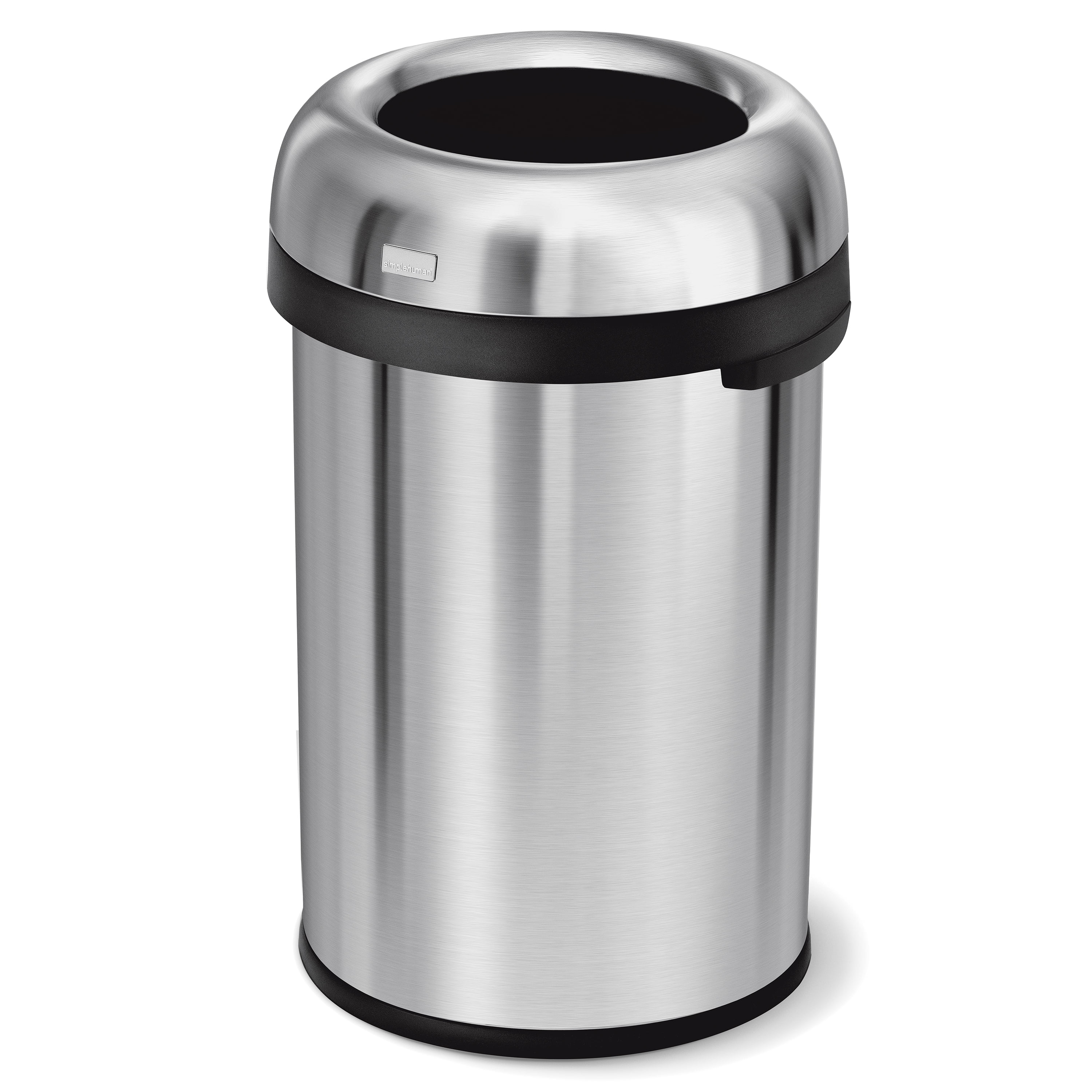 simplehuman 115 Liter / 30 Gallon Bullet Open Top Trash Can, Commercial Commercial Stainless Steel Garbage Cans