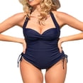 thumbnail image 1 of OUSITAID Women‘s Summer Short Romper Swimwear Solid Color Sleeveless Hanging Neck Bathing Suit, 1 of 7