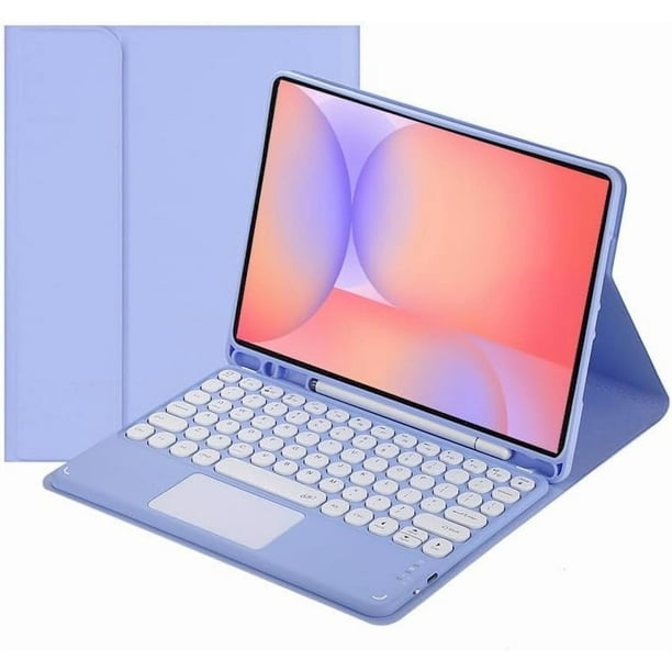 Funda con teclado táctil para Samsung Galaxy Tab S10 Lite/S10 FE/S9 FE 10.9 pulgadas/Tab S9 11 pulgadas, con soporte para lápices, teclado Bluetooth táctil desmontable magnéticamente