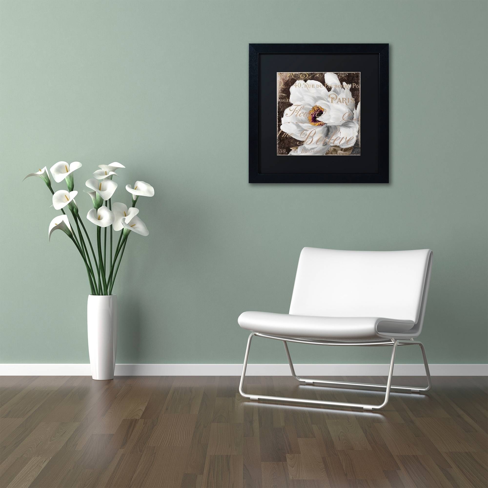 Trademark Fine Art "Fleurs Blanc III" Canvas Art by Color Bakery Black Matte, Black Frame