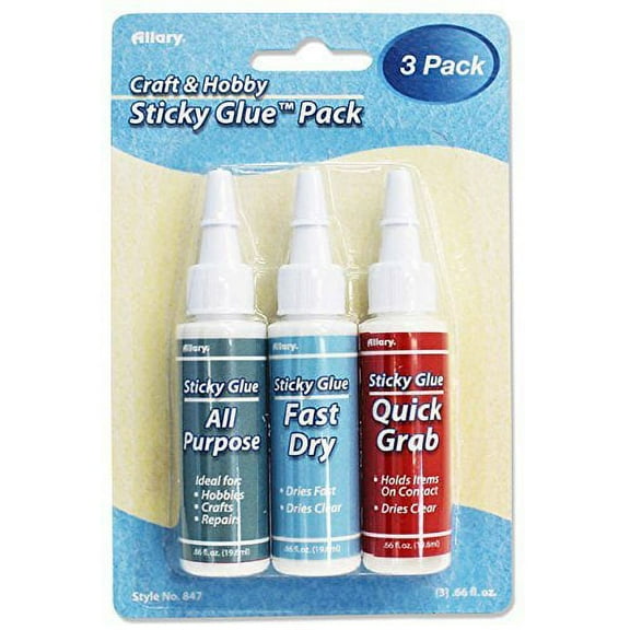Allary Craft & Hobby Sticky Glue Pack All Purpose, Fast Dry, Quick Grab