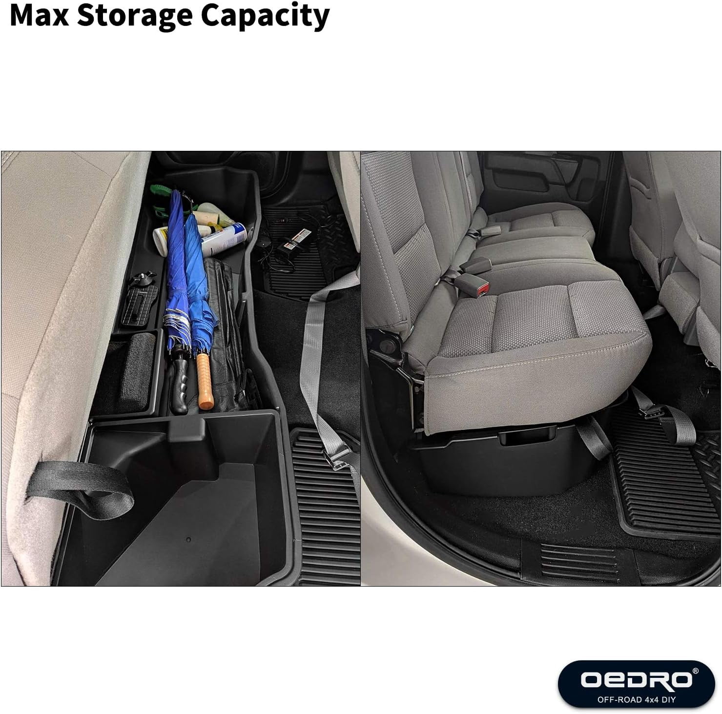 Ledkingdomus Under Seat Storage Box 2in1 Max Organizer for 2014-2018 Chevrolet Silverado/GMC Sierra 1500 Double Cab/15-19 2500HD/3500HD