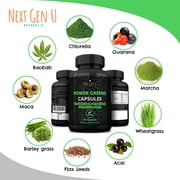 Greens Superfood Dietary Supplement for Immune Support, 120 Vegan Capsules by NextGenU