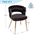 thumbnail image 4 of KCC Velvet Dining Chairs Set of 4, Woven Back Upholstered with Gold Metal Legs for Dining Room Kitchen and Living Room,Black, 4 of 6