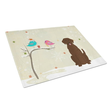 

Carolines Treasures BB2528LCB Christmas Presents between Friends Labrador Retriever - Chocolate Glass Cutting Board