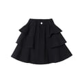 thumbnail image 2 of LittleSpring Toddler Girls Black Skirts Pleated Denim Skorts Elastic Waist Jeans Skirt with Undershorts 2T, 2 of 6