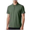 thumbnail image 3 of Men's Short Sleeve Button Down Shirt - Solid Color, Loose Fit Cooling & Breathable Fabric, Moisture Wicking Stretch Knit for Casual, Work, Golf, 3 of 7