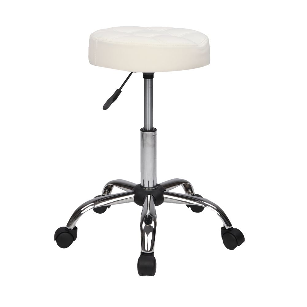 Rolling Adjustable Stool with Wheels for Work Tattoo Salon Office,Swivel Desk Esthetician Hydraulic Stool Chair (White)