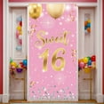 thumbnail image 3 of Pink Theme Happy 16th Birthday Banner Gold Glitter Sweet 16 Banner Decor Star Pattern 16th Birthday Party Banner for Sweet 16 Party Teen Birthday Celebration Girls Party, 3 of 9