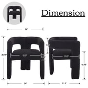 Guyou Modern Boucle Dining Chair Set of 2, Sherpa Upholstered Barrel Chair, Comfy Armchair with Open Backrest, Vanity Side Chair Accent Chair for Living Room Bedroom Dining Room, Black