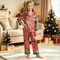 thumbnail image 2 of sdbrld Christmas Silk Pajamas for Kids Girls 2 Piece Cute Graphic Pjs Fall Winter Button Down Long Sleeve Top and Pants Holiday Home Loungewear Sizes 7-8 Years, 2 of 7