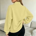 thumbnail image 6 of Full Zip Up Sweatshirt Women No Hood Oversized Loose Casual Long Sleeve V Neck Jacket Fall Winter Sweatshirt Khaki S, 6 of 8