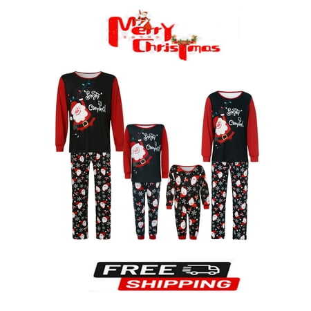 

Christmas Pajamas For Family Christmas Pjs Santa Print Tops + Pants Set Loungewear