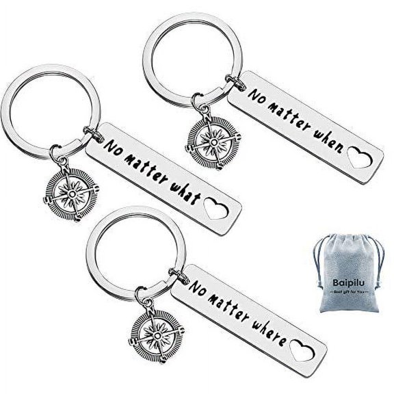 Long Distance Friendship Keychain Gifts No Matter Where No Matter What No Matter When Compass Best Friends Keychain Set of 3 Distance Gifts Graduation Gifts for Friends Sister