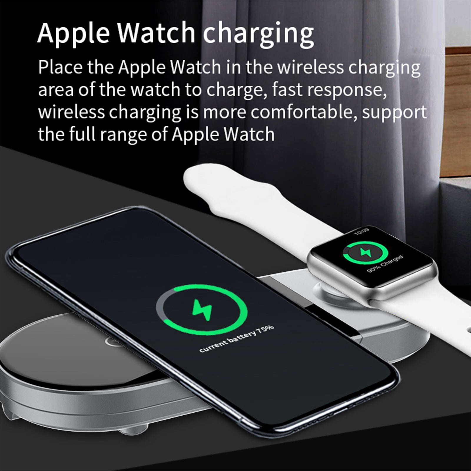 Foldable 3-in-1 Charger, 15W Portable Vertical Watch Wireless Charger, Small Mobile Phone Charging Stand