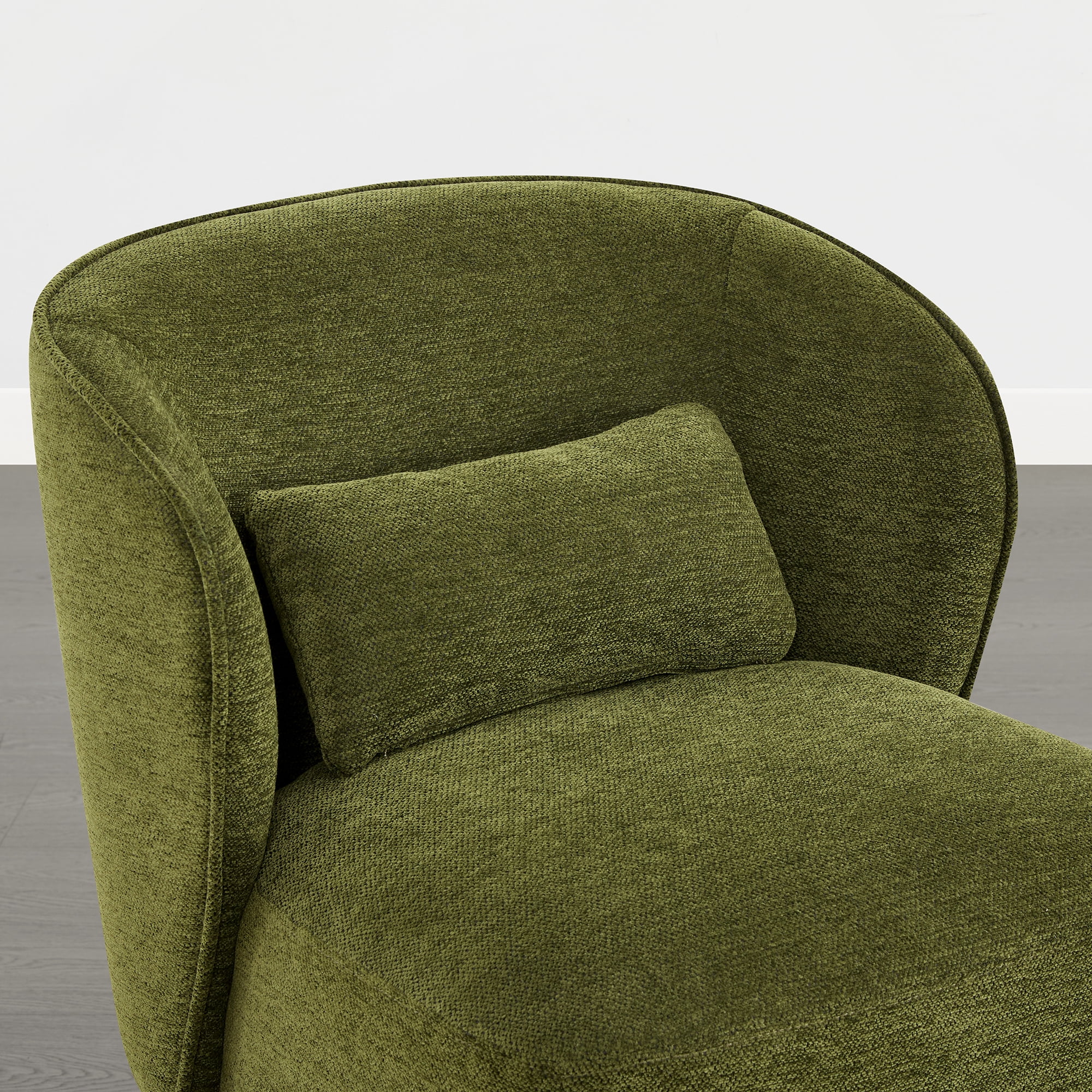 Spruce & Spring Rolling Dining Chairs, Spill-Proof & Stain Resistant Barrel Armchair with Casters, Modern Upholstered Seat and Removable Back Support Pillow for Kitchen Living Room, Green
