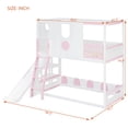 thumbnail image 3 of Twin Size Versatile Kids Loft/Bunk Bed with Floor Bed, House Bed Frame with Slide, Storage Shelves and Guardrails, 3 of 11