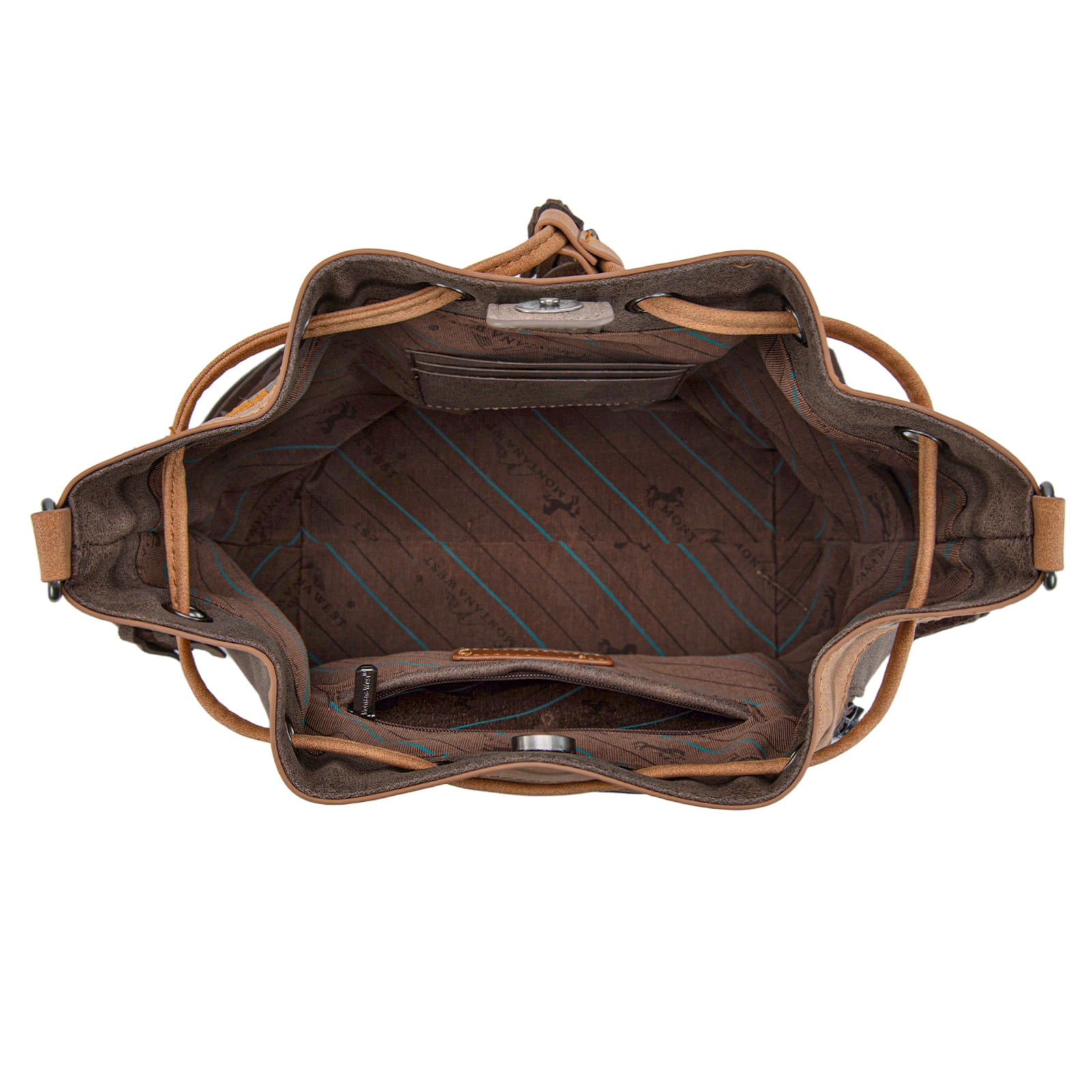 Montana West Aztec Bucket Bags for Women Western Fringe Crossbody Bag Vintage Drawstring, Brown