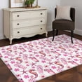 thumbnail image 4 of Summer Flower Washable Area Rugs 4'x6', Pink Flower Starfish Seahorse Drink Slippers Low Pile Throw Living Room Rug Non-Slip Sturdy Edge Binding Carpet for Indoor Entryway Bedside Kitchen, 4 of 9