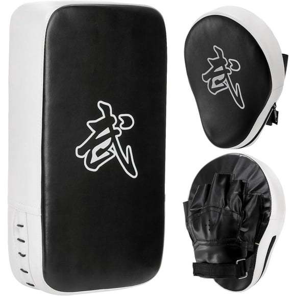 Ensemble de Gants de Frappe 2-en-1, Gants de Boxe avec Coussinets de Mise au Point et Coussinets de Taewondo, Ensemble de Coussinets d'Entraînement Durables et Ajustables pour Boxe, Kickboxing, Karaté, Muay Thai, MMA