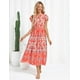 thumbnail image 2 of Vestido largo GRACE KARIN Mujer Primavera Verano 2025 Rojo Boho XL, 2 of 5
