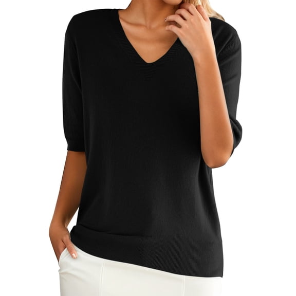 T-Shirts For Women Round Neck Short Sleeved Loose T Shirt With A Knit Bottom Short Top Womens Tops
