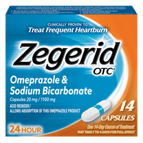 Zegerid Heartburn Relief, 24 Hour Heartburn Medicine, Omeprazole & Sodium Bicarbonate, 14 Count