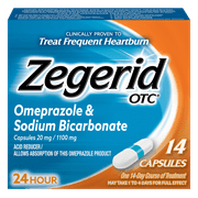 Zegerid Heartburn Relief, 24 Hour Heartburn Medicine, Omeprazole & Sodium Bicarbonate, 14 Count