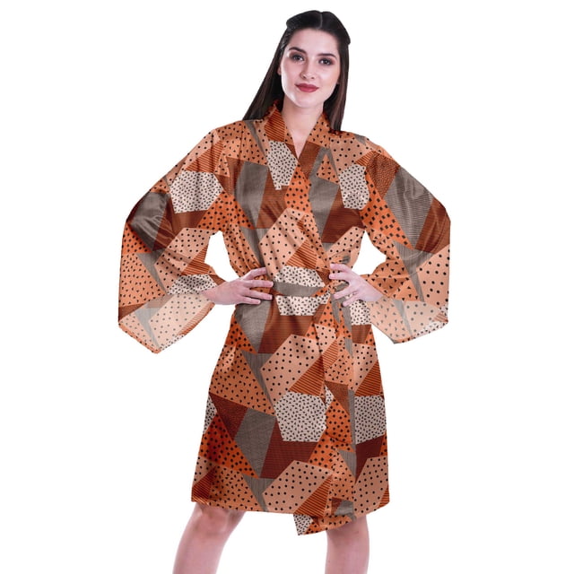 Moomaya Printed Womens Kimono Sleeve Robes Satin Silk Getting Ready Bridal Robe Coverup