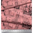 thumbnail image 2 of Soimoi Crepe Silk Fabric Waves & Ship Ocean Printed Fabric 1 Yard 42 Inch Wide, 2 of 3